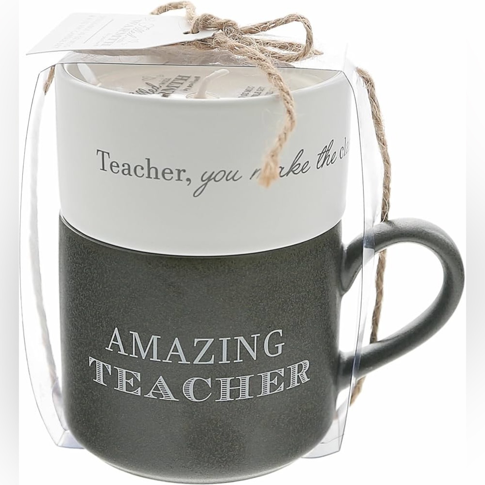 Pavilion Gifts Amazing Teacher 4 oz Candle and 10.8 oz Stackable Mug